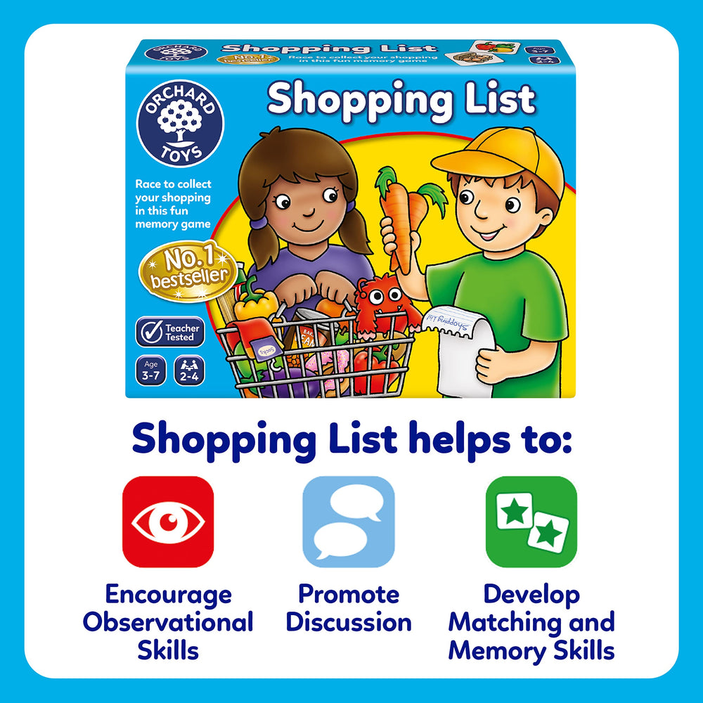 Orchard Toys Shopping List wipe-clean surface for quick cleanup after play.