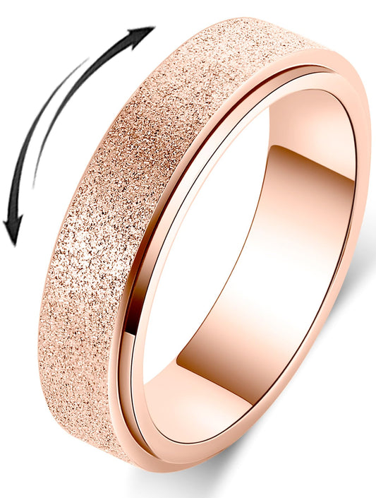 OreilleStar Anxiety Ring front view shows rose gold tone and 6mm width for daily wear