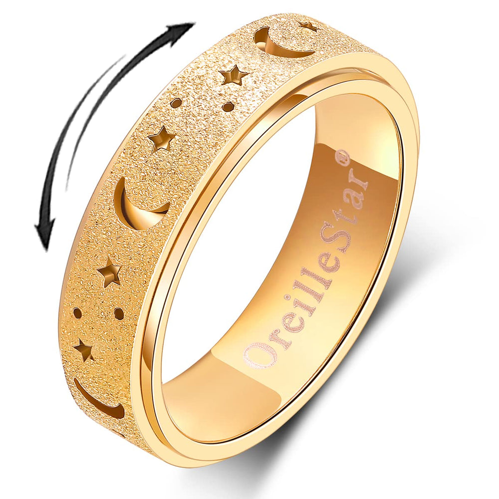 OreilleStar anxiety ring Moon Star gold spin for focus and calm