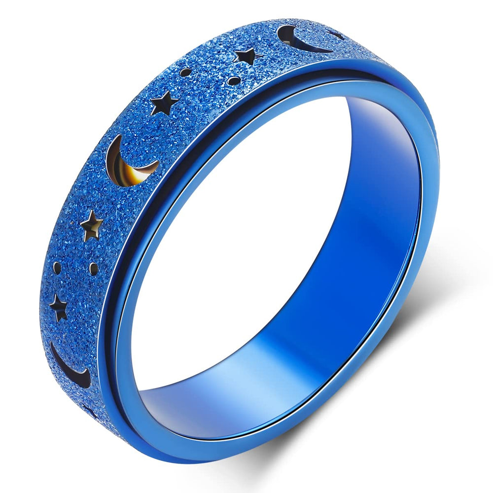 OreilleStar anxiety spinner ring blue front view shows focus-friendly design