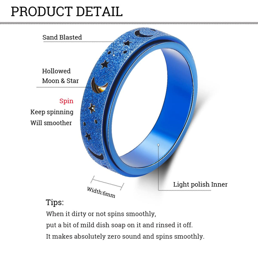 OreilleStar anxiety spinner ring blue spin action helps relieve restlessness