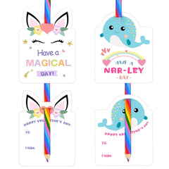 Oriental Cherry narwhale card pairing with rainbow pencils for fun parties.
