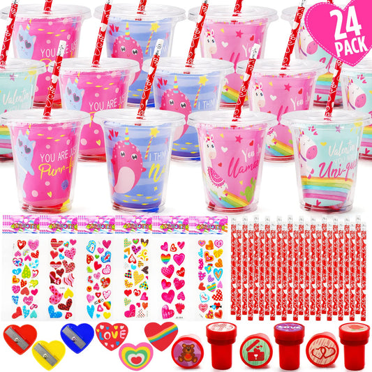 ORIENTAL CHERRY Valentines cups for kids keep stationery organized and colorful in the classroom.