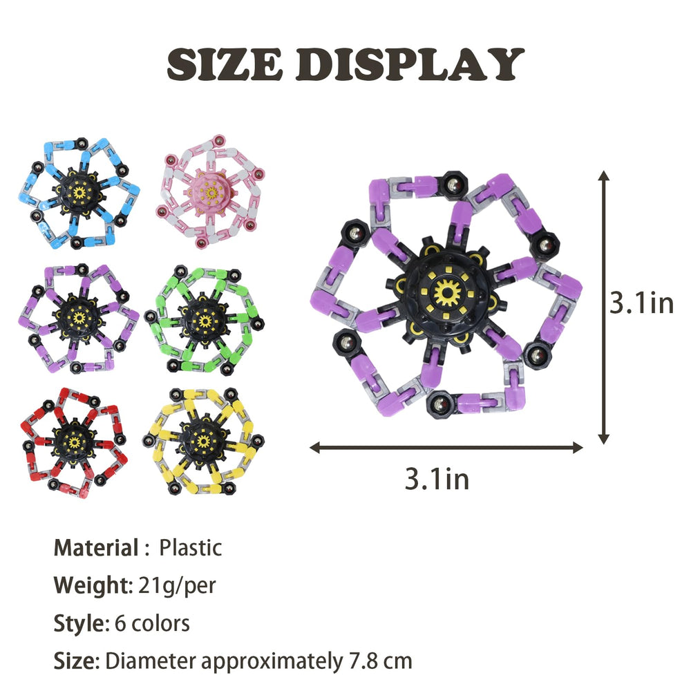 Six deformable chains forming varied shapes encourages fine motor exploration.