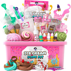 Original Stationery Ice Cream Slime Kit packaging showcases colorful box and tools for gifting.