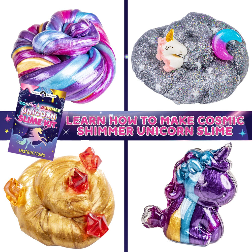 Original Stationery Unicorn Slime Kit glow-in-the-dark slime shines, perfect for after-dark craft sessions.