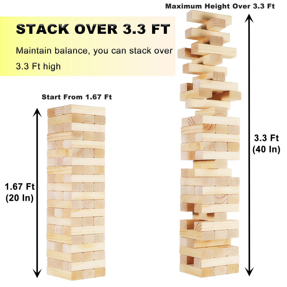 Orizliztion Tumbling Tower reaches 3.3 ft height for heightened competition and fun.