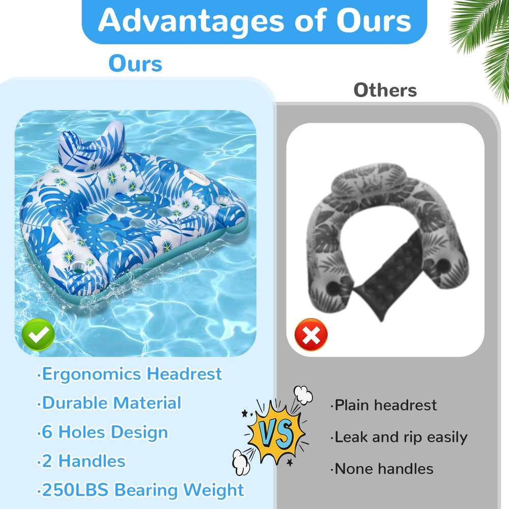 Ornnut pool floats with cupholders and handles for easy access to drinks.
