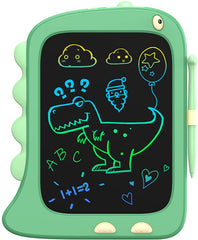ORSEN 8.5-inch doodle board front view with green dinosaur design for screen-free creativity