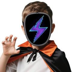 ORWINE Halloween LED mask front glow highlights kids' costume with bright visuals.