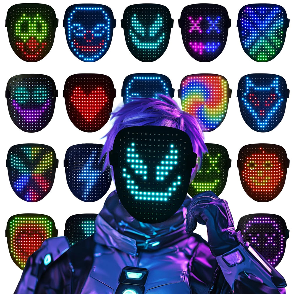 ORWINE LED Mask front view shows vivid glow for cosplay and parties.