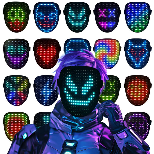 ORWINE LED Mask front view shows vivid glow for cosplay and parties.