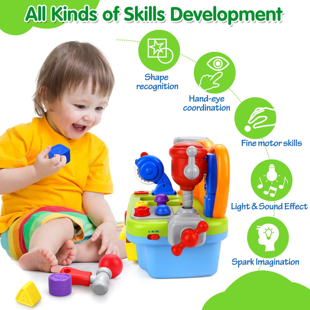 ORWINE drill-nails toy helps toddlers build fine motor control and pretend projects.