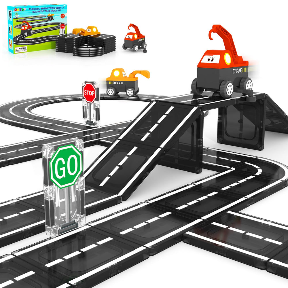 ORZbb magnetic tiles roads engineering scene to spark imaginative play and early STEM exploration.