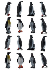 ORZIZRO penguin figurine set, realistic 16-piece display for classrooms and diorama projects.