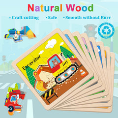 OSBOO wooden vehicle puzzle ambulance—smooth edges for safe toddler exploration.