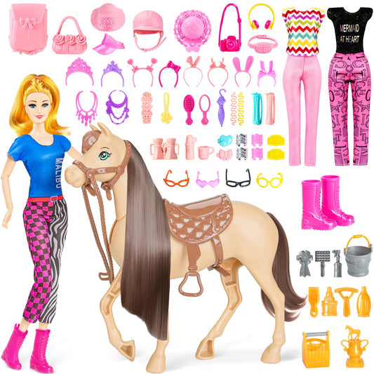 Osllate 11.5-inch doll and horse set ready for imaginative play adventures.