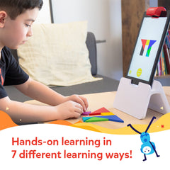 Osmo Lettertopia tiles help kids build words and collaborate in team challenges.
