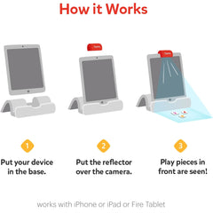 Osmo interactive on-table play with tangible pieces and screen feedback.
