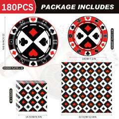 Osonm casino night dessert plates 7-1in with poker motif for quick servings