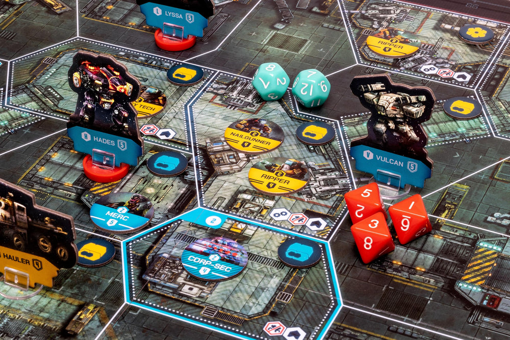 Polished mech miniatures illustrate strategic combat options on Callisto.