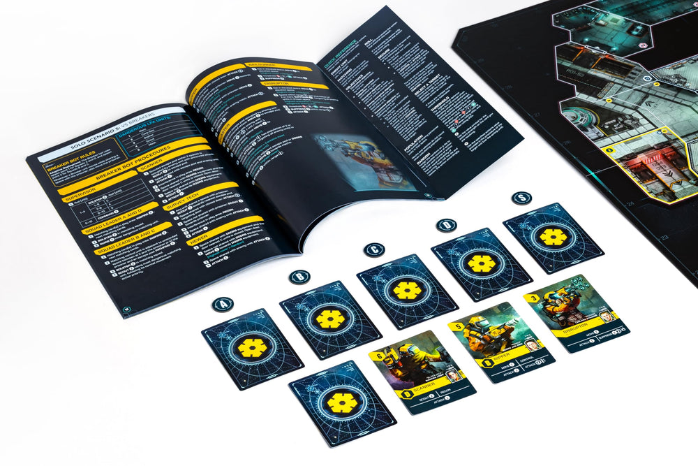 Tactile tokens and dice track resources and combat outcomes.