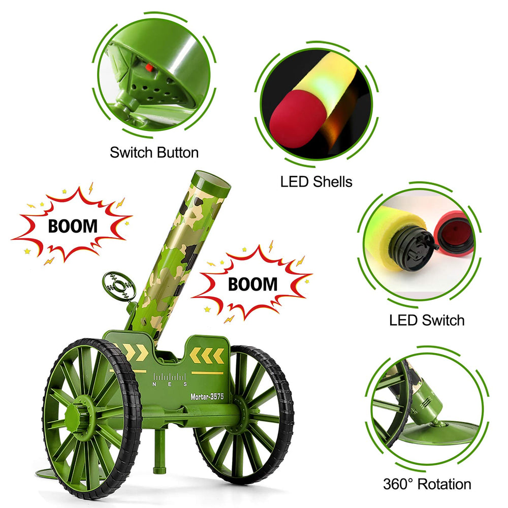 OSQI Mortar Launcher Set with push tires for dynamic play