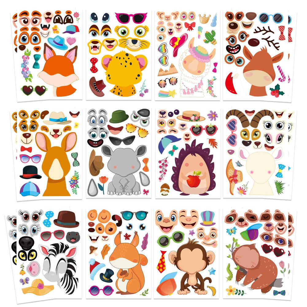 OTAITY animal face stickers collection offers 24 patterns for creative kids' crafts.