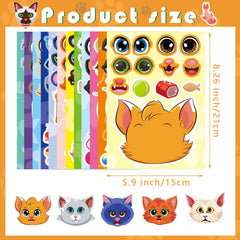 OTAITY kids craft sticker sheets feature colorful cat faces for DIY projects