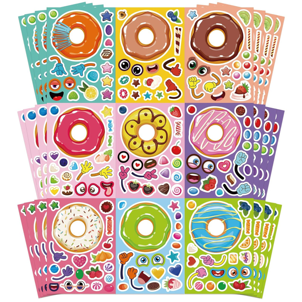 OTAITY donut stickers 36-sheet collection offers colorful designs for kids' crafts.