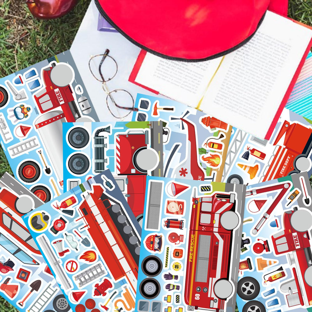 OTAITY vibrant fire truck stickers for party favors and events