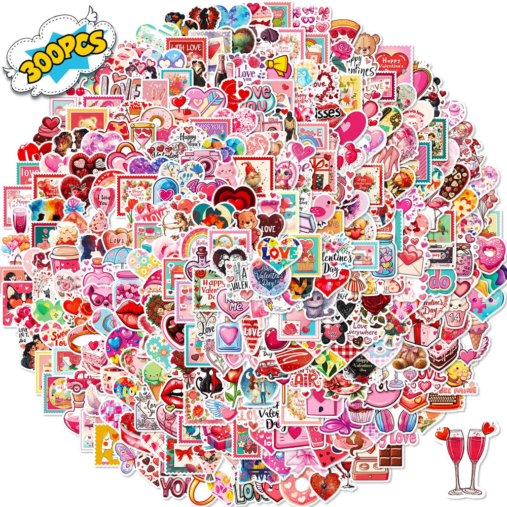OTAITY pink heart valentines stickers pack for gifts and crafts.