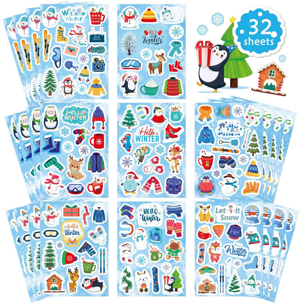 OTAITY winter stickers with penguin close-up for cheerful holiday envelopes and cards.