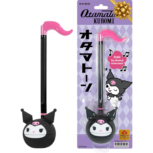 Otamatone Kuromi design closeup shows licensed Hello Kitty charm.