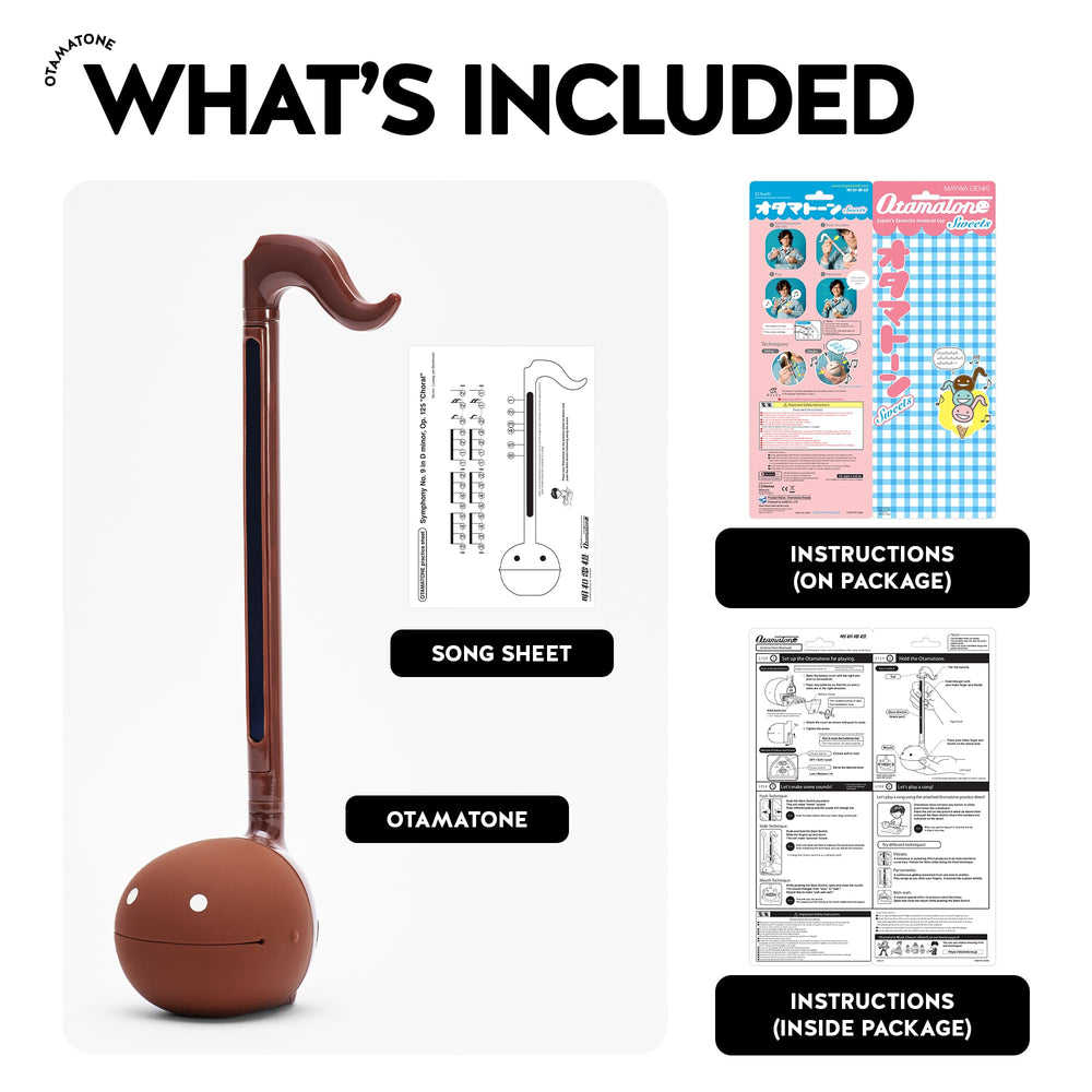 Otamatone Sweets Edition chocolate side view, travel-friendly for spontaneous melodies.
