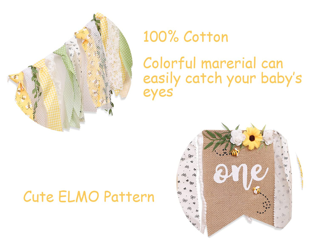 OTURGC Bee Theme Banner bees and flowers pattern stands out in photos.