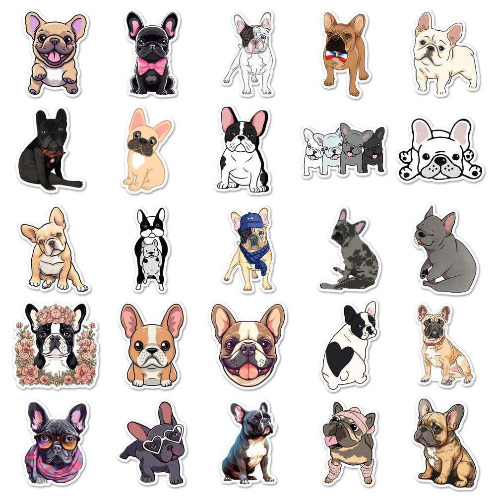 OTYSLIU French Bulldog stickers on food bowl for durable, cheerful mealtime decor.