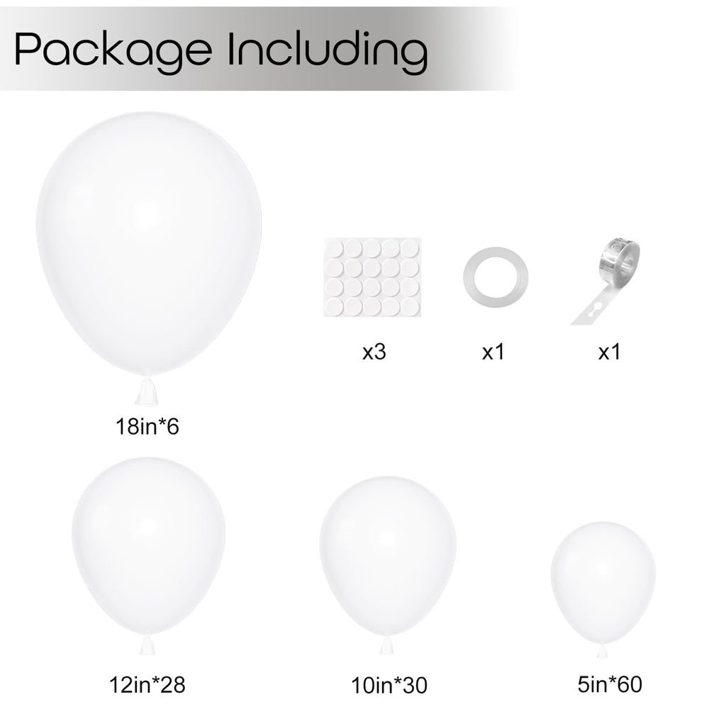 Ouddy Party 18in matte white balloons ideal for creating elegant arches.