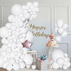 Ouddy Party white balloons suitable for weddings and anniversaries with stylish backdrop effects.