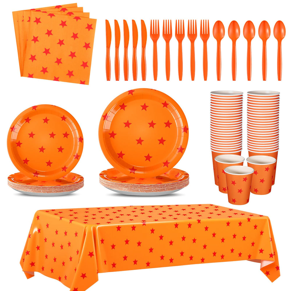 Oudain anime tableware dinner plates 9inch with yellow-red stars for festive meals.