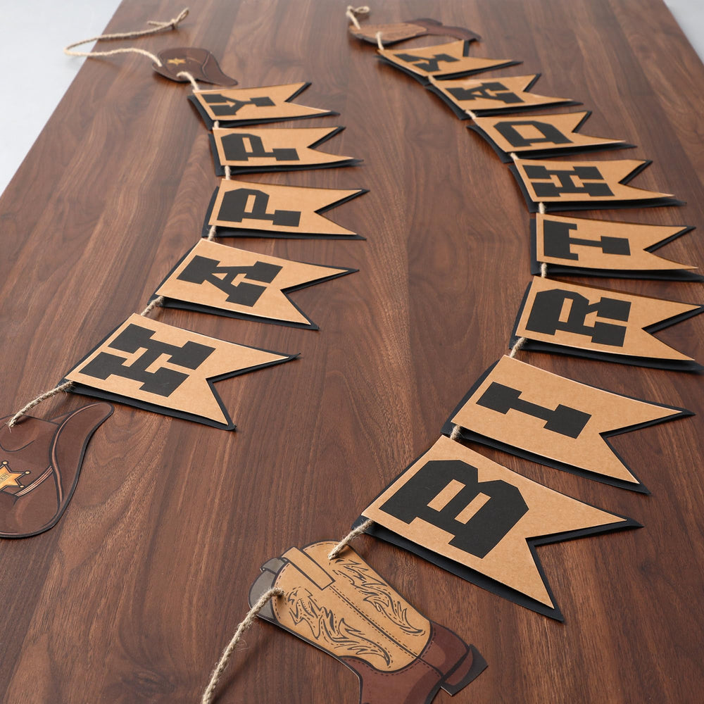 Oudain Western birthday banner for quick, festive wall display.