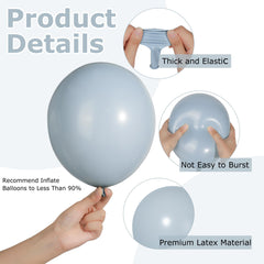 Ouddy Party dusty blue balloons 10-inch ideal for elegant garlands and backdrops.