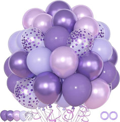 Ouddy Party 72pcs pearl purple balloons for elegant birthday decor