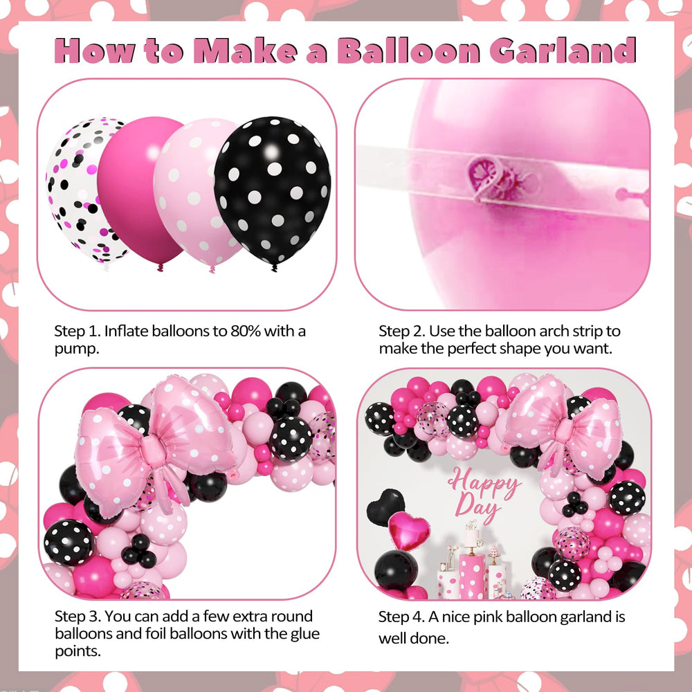 Ouddy Party black dot pink dot latex balloons create a playful color mix for décor.