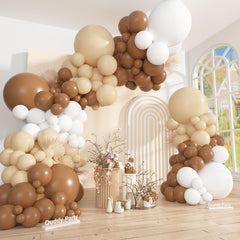 Ouddy Party brown-white-nude 18in balloons for elegant neutral party decor