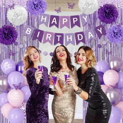 Ouddy Party circle banner ties the color scheme together