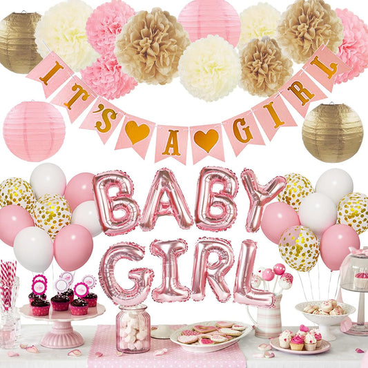 Ouddy Party its a girl banner adds a warm focal point for gender reveal celebrations