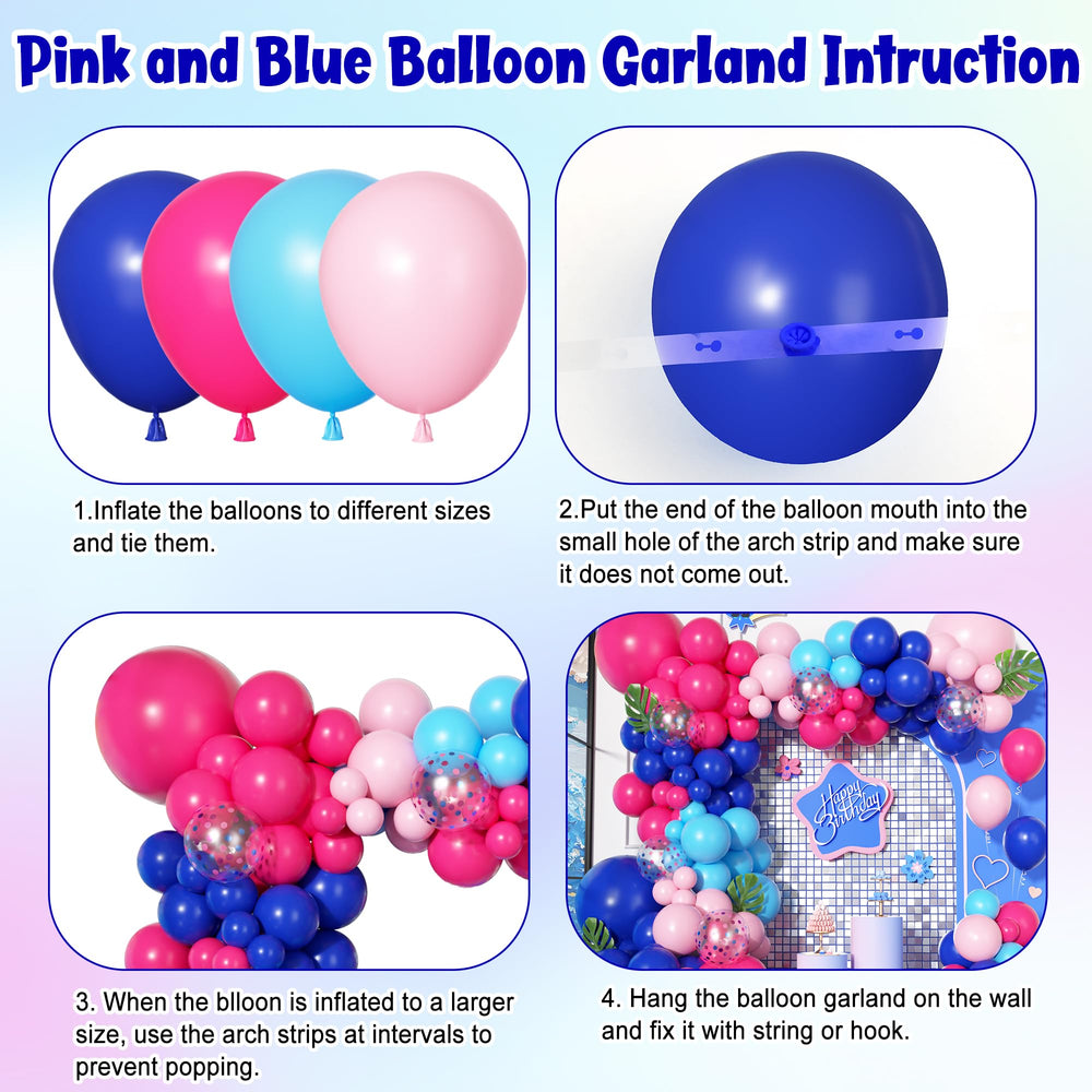 Ouddy Party 12-inch matte balloons in blue and pink for versatile décor.