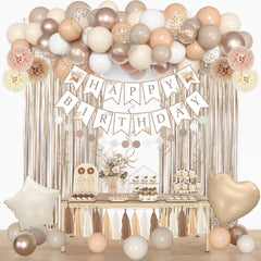 Ouddy Party neutral foil balloons for elegant birthday decor.