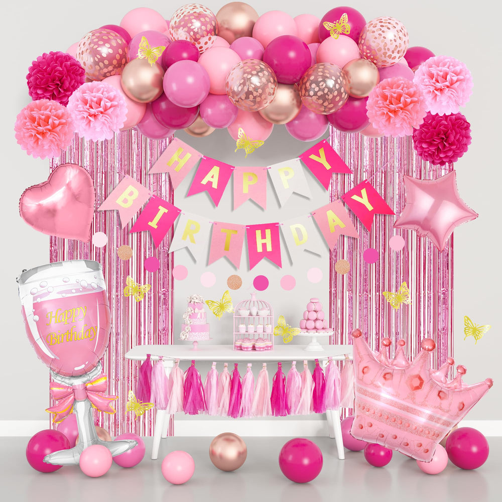 Ouddy Party pink birthday banner highlighting celebration decor and style